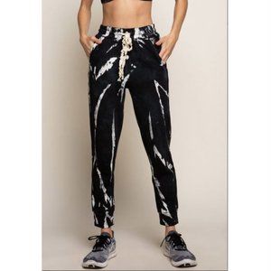 POL Black bleach tie dye joggers Revolve Size Small